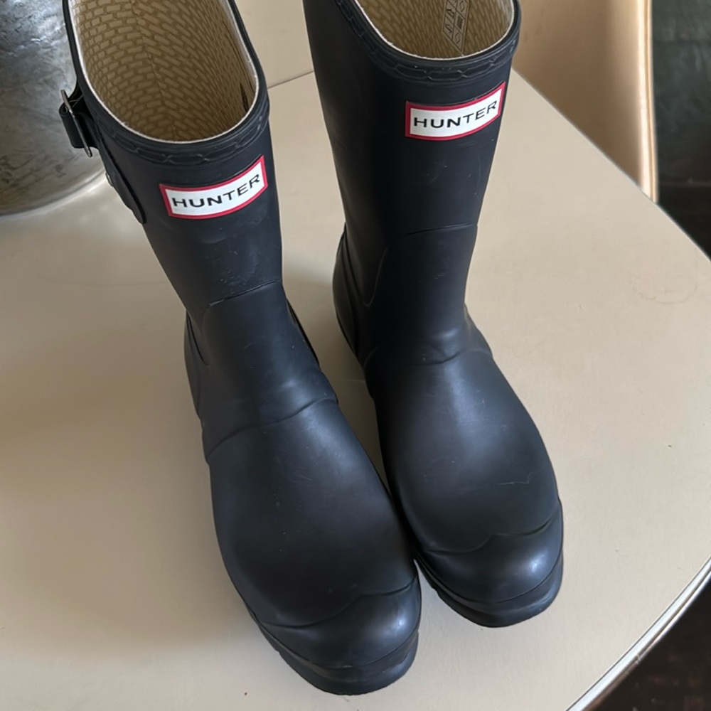 Hunter boots new no tags Men’s Sz 8  Women Sz 9 slate black 3/4 height Unisex
